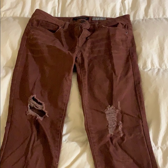 Maroon Ripped Jeans - Picture 3 of 6